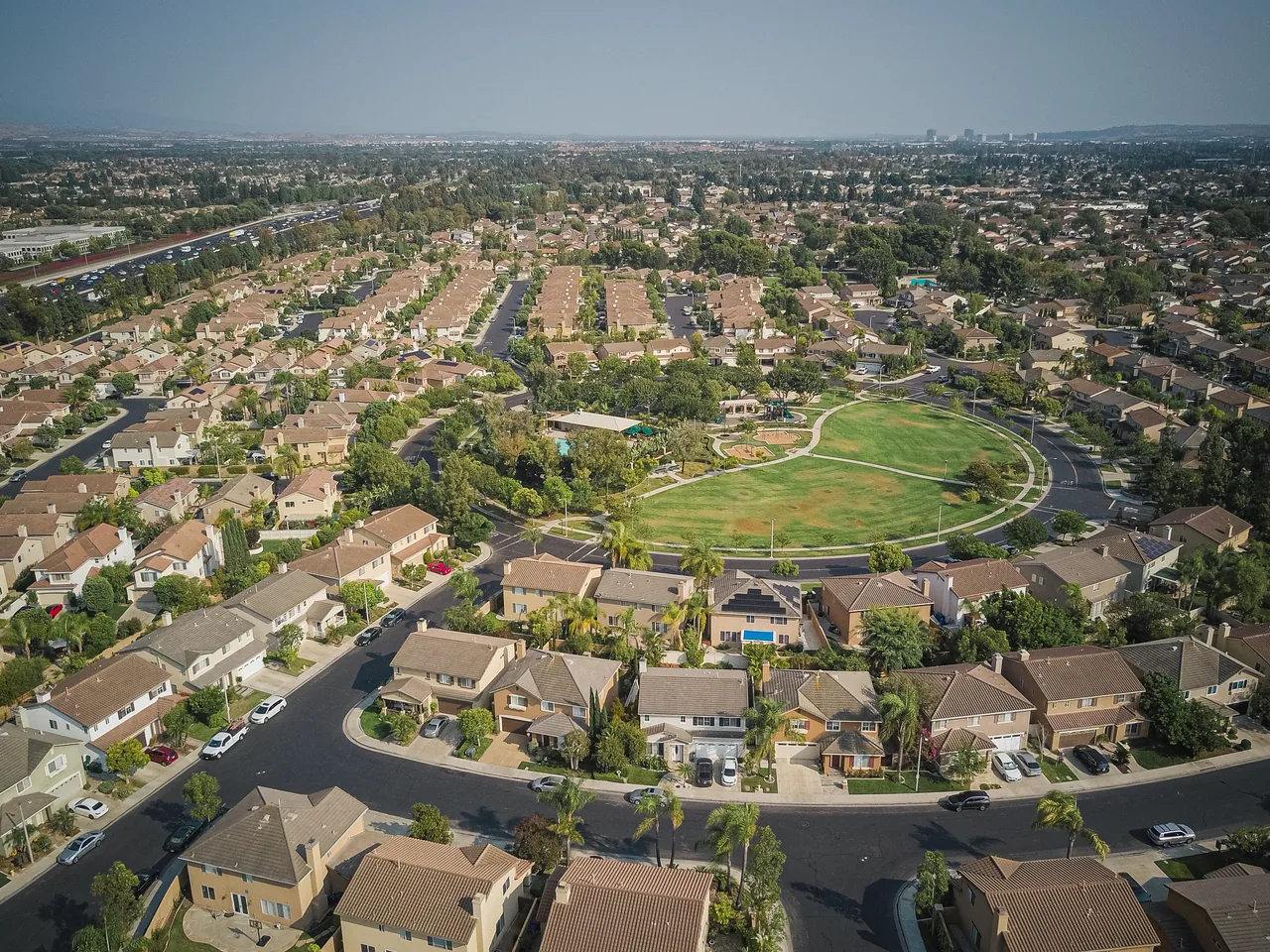 Rows of homes in a sunny suburb